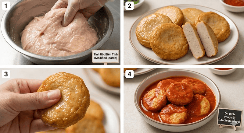 tinh bột biến tính làm chả cá